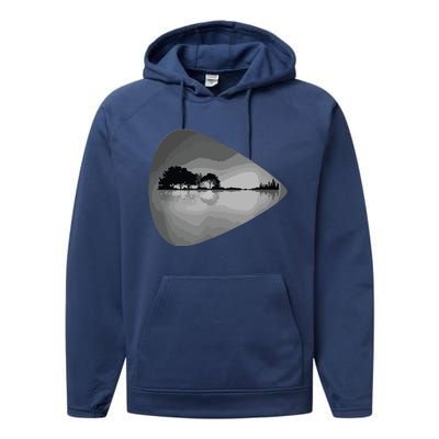 Guitar Pick Lake Reflections Music Lover Guitar Performance Fleece Hoodie