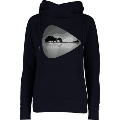 Guitar Pick Lake Reflections Music Lover Guitar Womens Funnel Neck Pullover Hood