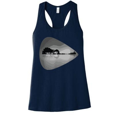 Guitar Pick Lake Reflections Music Lover Guitar Women's Racerback Tank