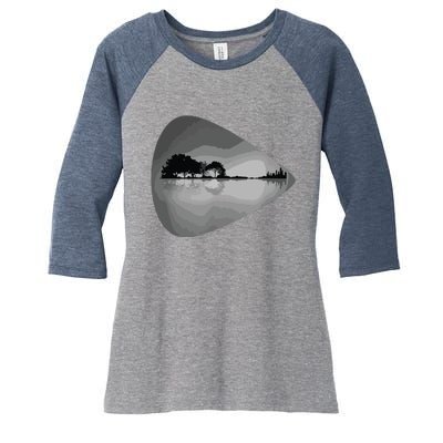 Guitar Pick Lake Reflections Music Lover Guitar Women's Tri-Blend 3/4-Sleeve Raglan Shirt