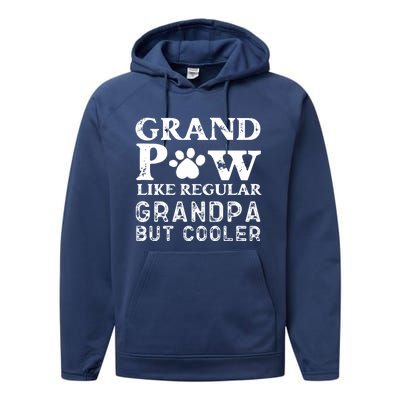 Grand Paw Like A Regular Grandpa But Cooler Gift Father Day Cute Gift Performance Fleece Hoodie