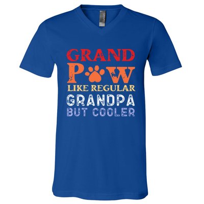 Grand Paw Like A Regular Grandpa But Cooler Gift Father Day Gift V-Neck T-Shirt