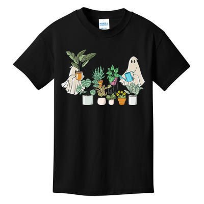 Ghost Plant Lady Halloween Ghostly Gardening Plant Lover Kids T-Shirt