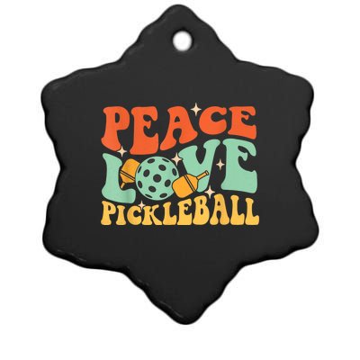 Groovy Peace Love Pickleball Pickleball Player Best Gift Pickleballers Ceramic Star Ornament