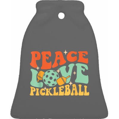 Groovy Peace Love Pickleball Pickleball Player Best Gift Pickleballers Ceramic Bell Ornament