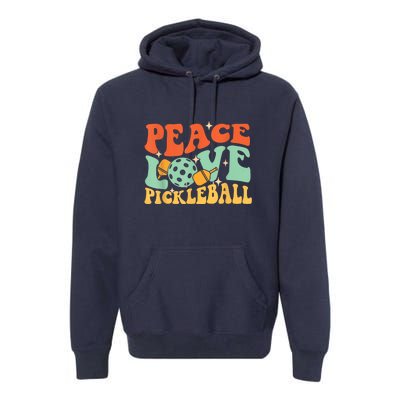 Groovy Peace Love Pickleball Pickleball Player Best Gift Pickleballers Premium Hoodie