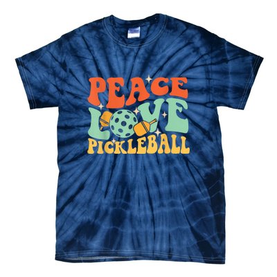 Groovy Peace Love Pickleball Pickleball Player Best Gift Pickleballers Tie-Dye T-Shirt