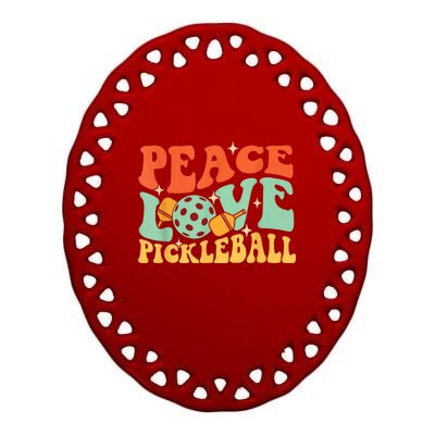 Groovy Peace Love Pickleball Pickleball Player Best Gift Pickleballers Ceramic Oval Ornament