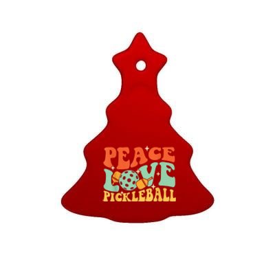 Groovy Peace Love Pickleball Pickleball Player Best Gift Pickleballers Ceramic Tree Ornament