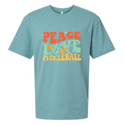 Groovy Peace Love Pickleball Pickleball Player Best Gift Pickleballers Sueded Cloud Jersey T-Shirt