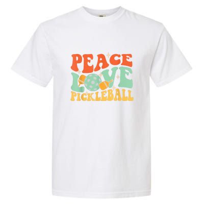 Groovy Peace Love Pickleball Pickleball Player Best Gift Pickleballers Garment-Dyed Heavyweight T-Shirt