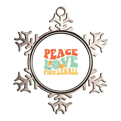 Groovy Peace Love Pickleball Pickleball Player Best Gift Pickleballers Metallic Star Ornament