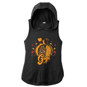 Gigi Pumpkin Leopard Print Sunflower Grandma Halloween Fall Long Sleeve Ladies PosiCharge Tri-Blend Wicking Draft Hoodie Tank