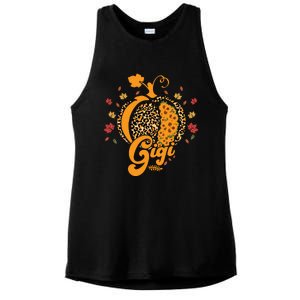 Gigi Pumpkin Leopard Print Sunflower Grandma Halloween Fall Long Sleeve Ladies PosiCharge Tri-Blend Wicking Tank