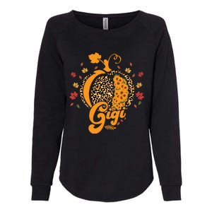 Gigi Pumpkin Leopard Print Sunflower Grandma Halloween Fall Long Sleeve Womens California Wash Sweatshirt