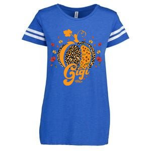 Gigi Pumpkin Leopard Print Sunflower Grandma Halloween Fall Long Sleeve Enza Ladies Jersey Football T-Shirt