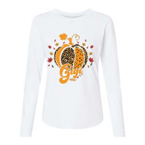 Gigi Pumpkin Leopard Print Sunflower Grandma Halloween Fall Long Sleeve Womens Cotton Relaxed Long Sleeve T-Shirt