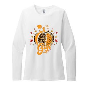 Gigi Pumpkin Leopard Print Sunflower Grandma Halloween Fall Long Sleeve Womens CVC Long Sleeve Shirt