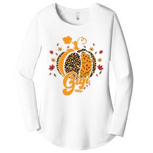 Gigi Pumpkin Leopard Print Sunflower Grandma Halloween Fall Long Sleeve Women's Perfect Tri Tunic Long Sleeve Shirt