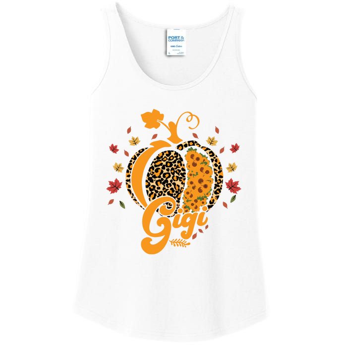 Gigi Pumpkin Leopard Print Sunflower Grandma Halloween Fall Long Sleeve Ladies Essential Tank