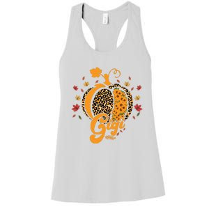 Gigi Pumpkin Leopard Print Sunflower Grandma Halloween Fall Long Sleeve Women's Racerback Tank