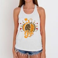 Gigi Pumpkin Leopard Print Sunflower Grandma Halloween Fall Long Sleeve Women's Knotted Racerback Tank