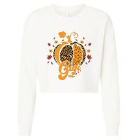 Gigi Pumpkin Leopard Print Sunflower Grandma Halloween Fall Long Sleeve Cropped Pullover Crew