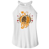 Gigi Pumpkin Leopard Print Sunflower Grandma Halloween Fall Long Sleeve Women's Perfect Tri Rocker Tank