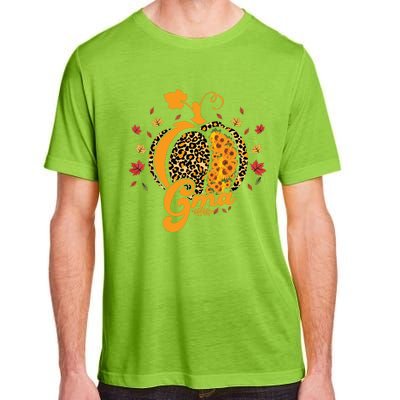 Gma Pumpkin Leopard Print Sunflower Grandma Halloween Fall Adult ChromaSoft Performance T-Shirt