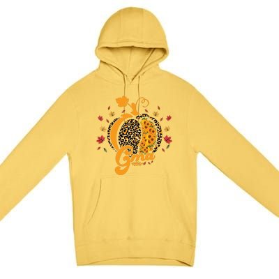 Gma Pumpkin Leopard Print Sunflower Grandma Halloween Fall Premium Pullover Hoodie