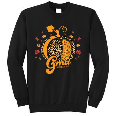 Gma Pumpkin Leopard Print Sunflower Grandma Halloween Fall Sweatshirt