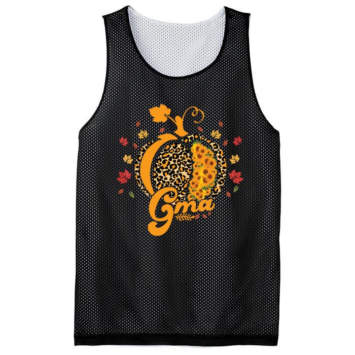 Gma Pumpkin Leopard Print Sunflower Grandma Halloween Fall Mesh Reversible Basketball Jersey Tank