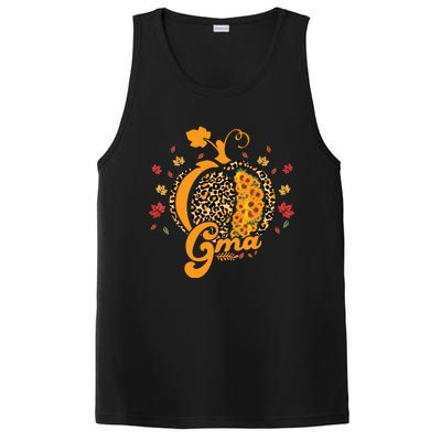 Gma Pumpkin Leopard Print Sunflower Grandma Halloween Fall PosiCharge Competitor Tank