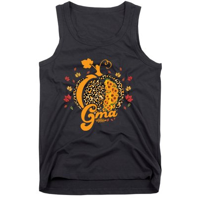 Gma Pumpkin Leopard Print Sunflower Grandma Halloween Fall Tank Top