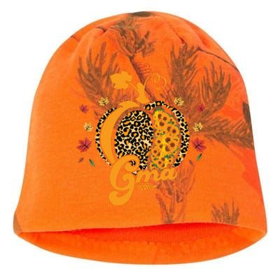 Gma Pumpkin Leopard Print Sunflower Grandma Halloween Fall Kati - Camo Knit Beanie