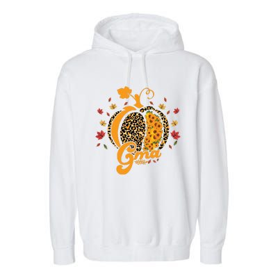 Gma Pumpkin Leopard Print Sunflower Grandma Halloween Fall Garment-Dyed Fleece Hoodie