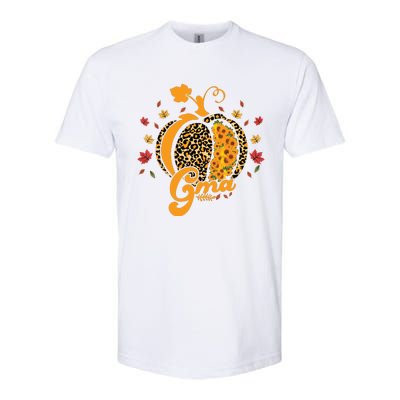 Gma Pumpkin Leopard Print Sunflower Grandma Halloween Fall Softstyle® CVC T-Shirt