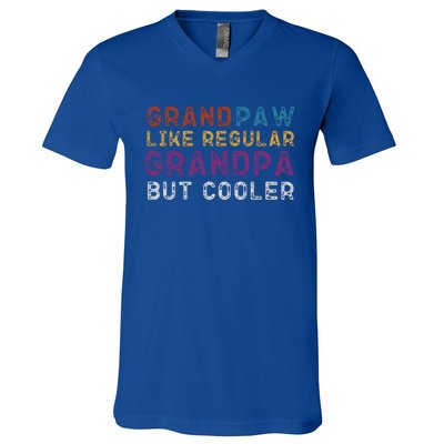 Grand Paw Like A Regular Grandpa But Cooler Gift Father Day Meaningful Gift V-Neck T-Shirt