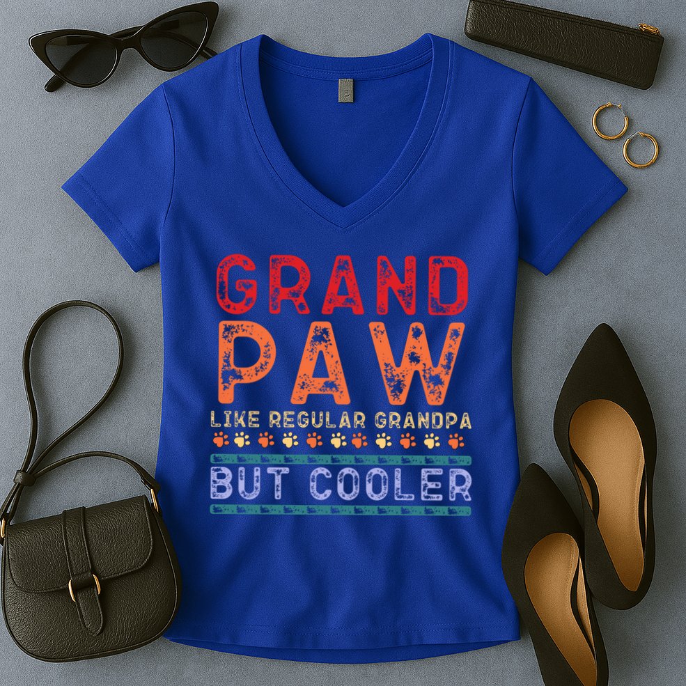 Grand Paw Like A Regular Grandpa But Cooler Funny Gift Father Day Gift Women's V-Neck T-Shirt