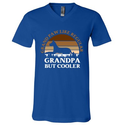 Grand Paw Like A Regular Grandpa But Cooler Meaningful Gift Father Day Gift V-Neck T-Shirt