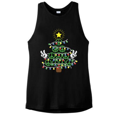 Groovy Peace Love Xmas Hippie Santa Claus Funny Christmas Ladies PosiCharge Tri-Blend Wicking Tank