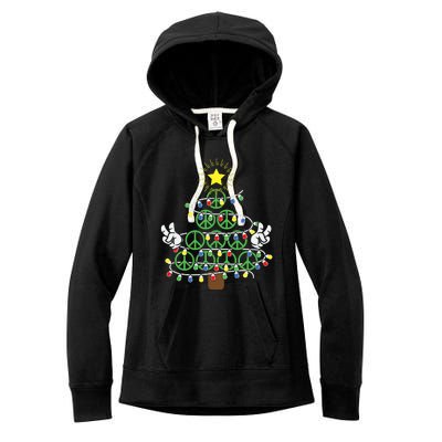 Groovy Peace Love Xmas Hippie Santa Claus Funny Christmas Women's Fleece Hoodie