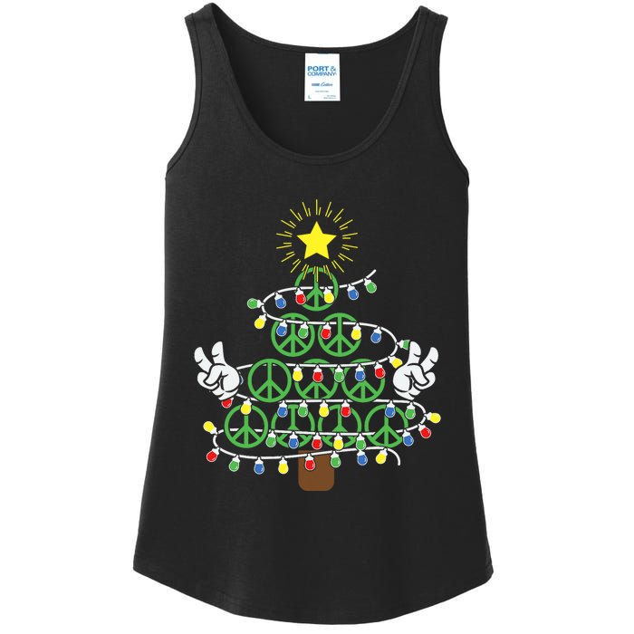 Groovy Peace Love Xmas Hippie Santa Claus Funny Christmas Ladies Essential Tank