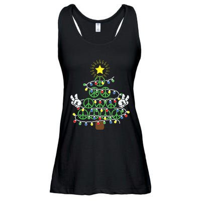 Groovy Peace Love Xmas Hippie Santa Claus Funny Christmas Ladies Essential Flowy Tank