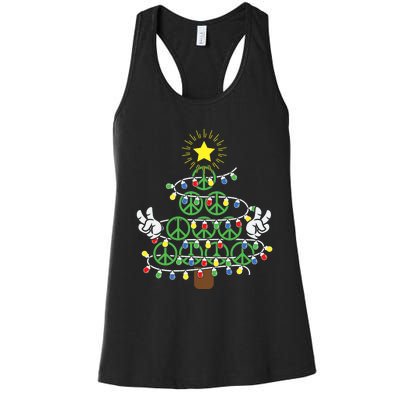 Groovy Peace Love Xmas Hippie Santa Claus Funny Christmas Women's Racerback Tank