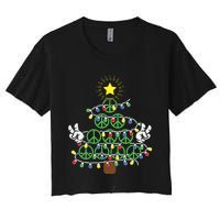 Groovy Peace Love Xmas Hippie Santa Claus Funny Christmas Women's Crop Top Tee