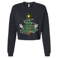 Groovy Peace Love Xmas Hippie Santa Claus Funny Christmas Cropped Pullover Crew