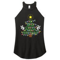 Groovy Peace Love Xmas Hippie Santa Claus Funny Christmas Women's Perfect Tri Rocker Tank