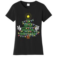 Groovy Peace Love Xmas Hippie Santa Claus Funny Christmas Women's T-Shirt