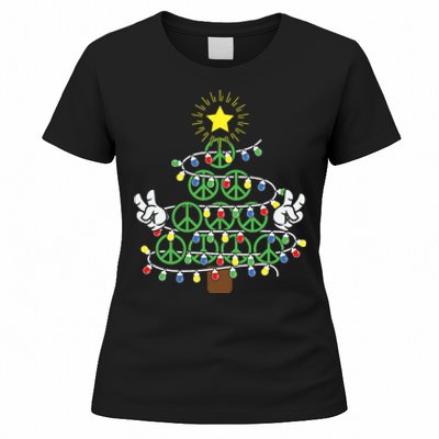 Groovy Peace Love Xmas Hippie Santa Claus Funny Christmas Women's T-Shirt